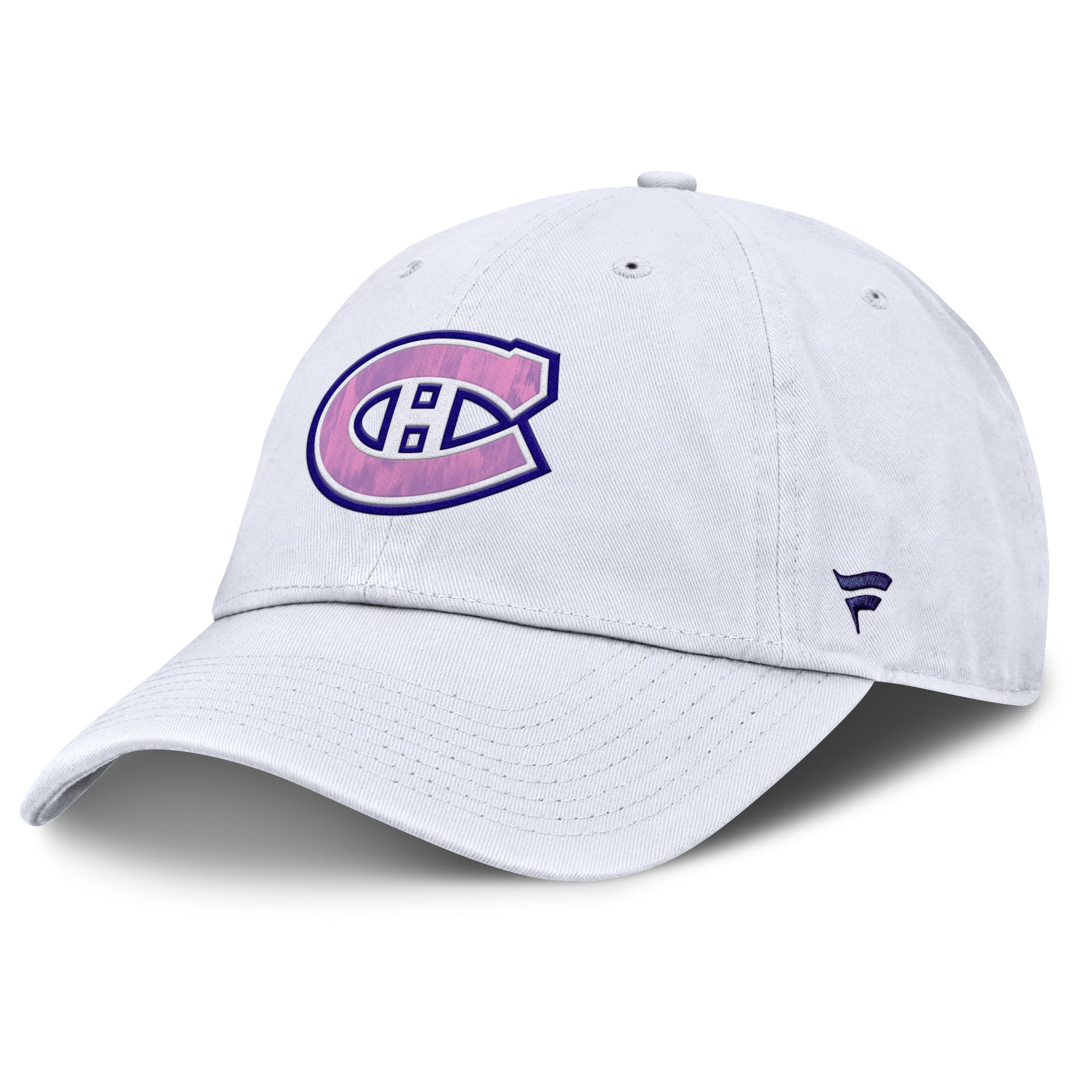 Men's Fanatics White Montreal Canadiens Authentic Pro Hockey Fights Cancer Adjustable Hat